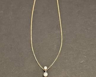 Gold-Plated Sterling Silver Three-Stone Drop Pendant Necklace with Cubic Zirconia