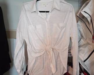 Lou & Grey for LOFT White Tie-Front Shirt