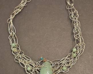 Artisan Wire-Wrapped Aventurine Statement Necklace