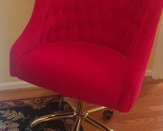 Anika Modern Velvet Height-adjustable Swivel Task Office Chair with Button-tufted Back and Gold Base