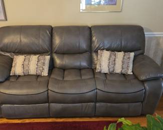 Avenger Gray 89'' Power Reclining Sofa with USB Port