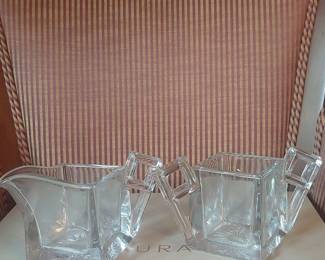 Heisey 'Quator' Crystal Creamer and Sugar Set