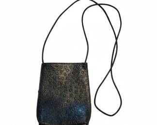 B. May Ostrich Embossed Leather Crossbody Bag