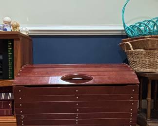Vintage Wooden Toy Chest on Casters - Barrel Style