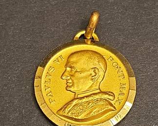 Pope Paul VI 1975 Jubilee Gold Medal Pendant