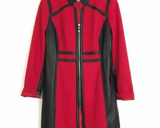 Lena Gabrielle Red and Black Paneled Coat