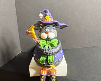 Halloween Witch Cat Shelf Sitter Figurine