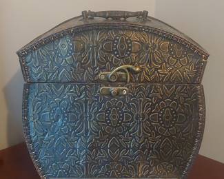 Vintage Embossed Metal Decorative Storage Chest
