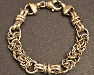 Italian Sterling Silver Byzantine Link Bracelet with Toggle Clasp