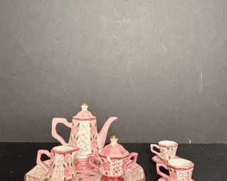 Vintage Floral Porcelain Miniature Tea Set - Made in Thailand