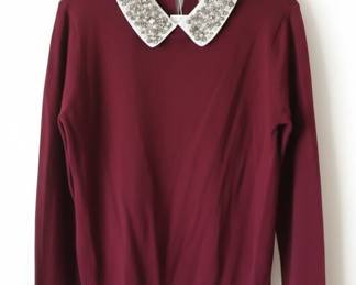 LIV Milano Embellished Peter Pan Collar Sweater