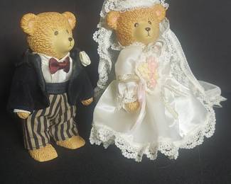 Cherished Teddies Robbie and Rachael "Love Bears All Things" Wedding Couple Figurines