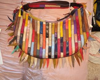 ZCHI Multicolored Leather Patchwork Fringe Hobo Bag