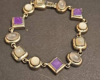 Amrita Singh Sterling Silver Amethyst and Moonstone Link Bracelet