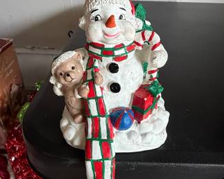 Holiday Snowman and Teddy Bear Shelf Sitter