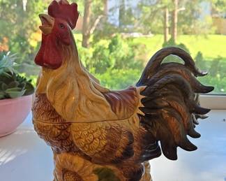 Ceramic Rooster Cookie Jar with Sunflower Motif by Jay Imports