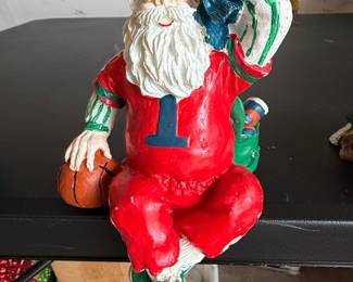 Sports Themed Resin Santa Shelf Sitter - Basketball