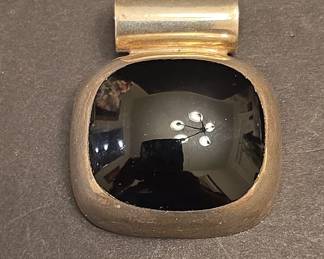 Mexican Taxco Sterling Silver and Onyx Pendant