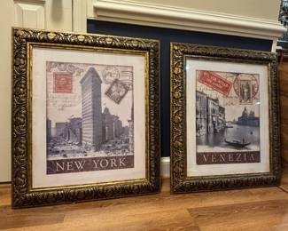Vintage-Style New York and Venezia Framed Prints