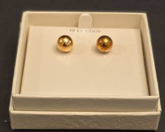 10kt Gold 8mm Hollow Ball Stud Earrings