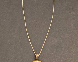Sterling Silver Heart Pendant Necklace with Onyx