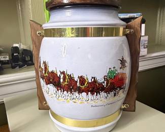 Budweiser Clydesdale Ceramic Barrel Ice Bucket