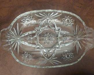 Vintage Anchor Hocking Star of David Divided Relish Dish