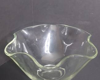 Vintage Hand-Blown Scalloped Glass Bowl
