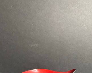 Reed & Barton "Teardrop" Red Enamel Silverplate Dish