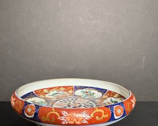 Japanese Imari Porcelain Shallow Bowl with Gold Accents