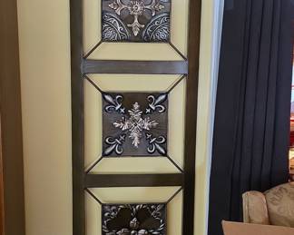 Decorative Architectural Tin Ceiling Panel with Fleur-de-Lis Relief