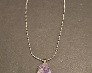 Amethyst Druzy Crystal Pendant Necklace