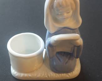 Vintage Porcelain Praying Nun Figural Candle Holder