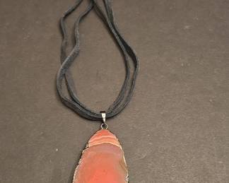 Dyed Agate Geode Slice Pendant Necklace