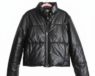 Faux Leather Puffer Jacket