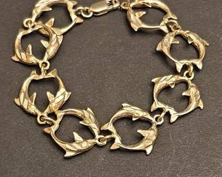 Sterling Silver Dolphin Link Bracelet