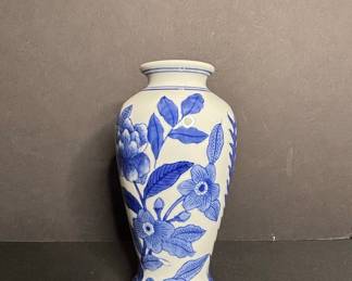 Blue and White Floral Porcelain Vase