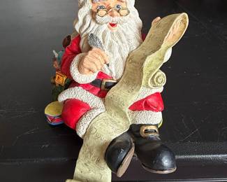 Vintage Resin Santa Claus Shelf Sitter with Naughty or Nice List