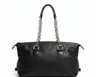 Donald J Pliner Black Pebbled Leather Chain Tote