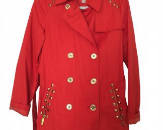 Michael Kors Red Studded Double-Breasted Trench Coat
