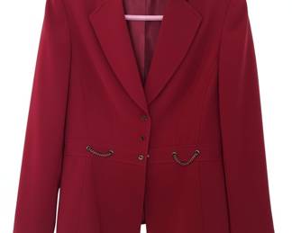 Tahari Arthur S. Levine Red Blazer with Chain Detail