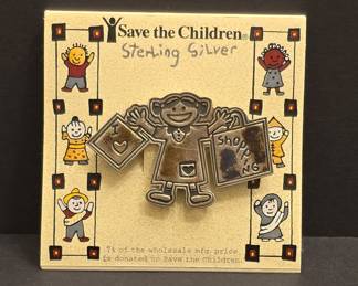 Save the Children Sterling Silver 'I Love Shopping' Pin