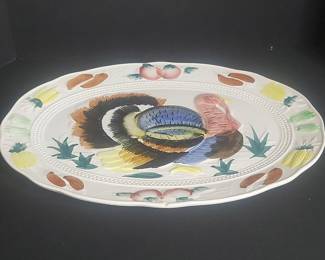 Vintage Hand Painted Turkey Serving Platter "Made in Japan"