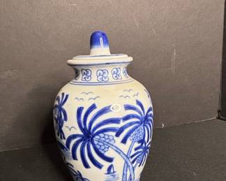 Blue and White Transferware Covered Ginger Jar