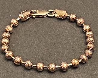 Italian Sterling Silver Rose Gold-Plated Bead Bracelet