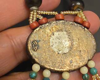 Native American Style Bone and Turquoise Fetish Necklace