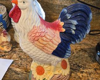 Vintage Ceramic Rooster Figurine with Sunflower Base