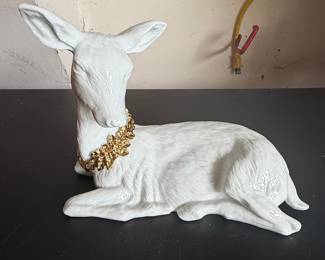 Vintage Porcelain "Traditions" Mother Deer Figurine with Gold Wreath
