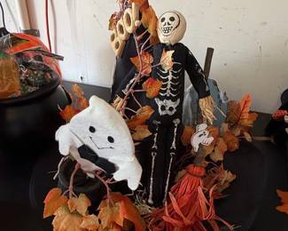 Halloween Skeleton and Ghost Tabletop Centerpiece