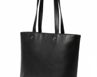 Black Faux Leather Tote Bag